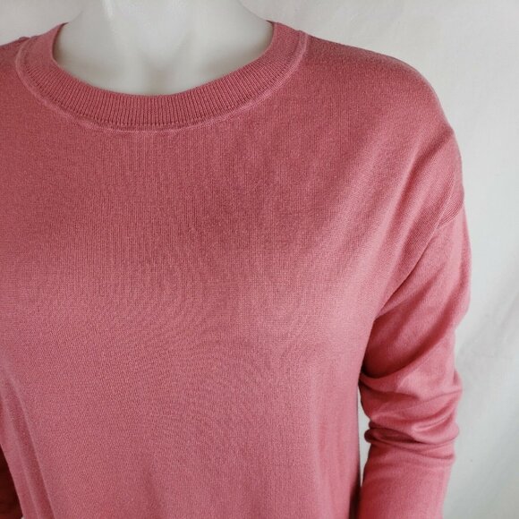 H&M Lightweight Tunic Sweater Womens M Top Rose Pink Drop Shoulder Pullover - Picture 2 of 12